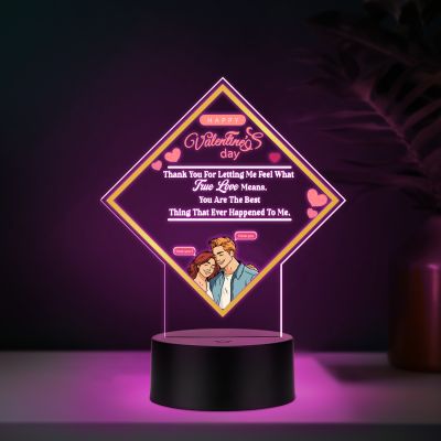 Couples Led Night Lamp Gift Item for Wedding, Anniversary, Birthday & Valentine's Day Romantic Gift for Couples Multicolored Light (Happy Valentines Gift)